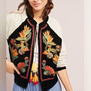 Maeve Black Jacket with Vibrant Embroidery